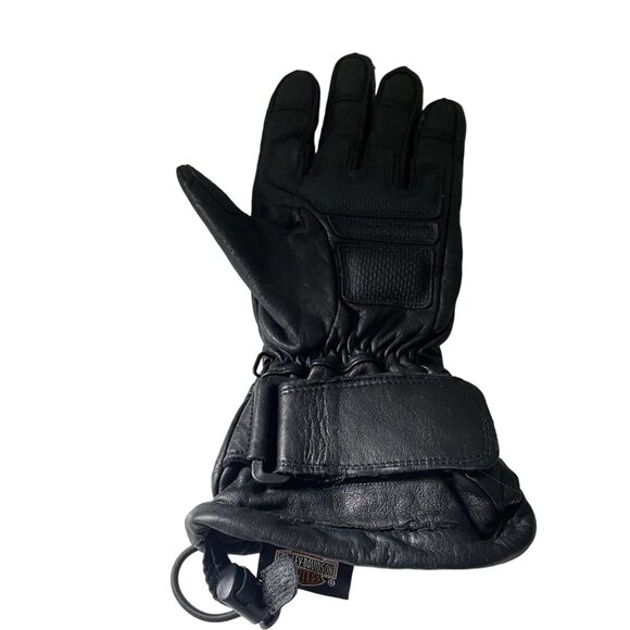 Harley-Davidson women's Leather Riding Gloves Medium Black Padded Palms & Adjust - Picture 2 of 6